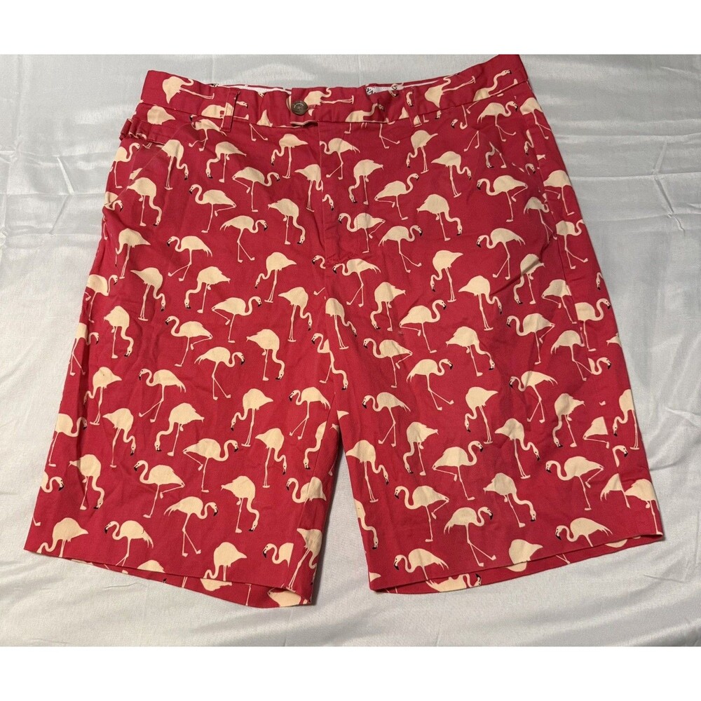Royal & Awesome Shorts Mens 34 Pink Flamingos Print Golf Chino Stretch
